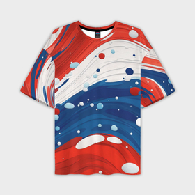 Мужская футболка oversize 3D с принтом Брызги красок в цветах флага РФ в Петрозаводске,  |  | 