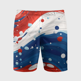 Мужские шорты спортивные с принтом Брызги красок в цветах флага РФ в Кировске,  |  | 