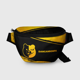 Поясная сумка 3D с принтом Danganronpa   gold gradient: надпись и символ в Белгороде, 100% полиэстер | плотная ткань, ремень с регулируемой длиной, внутри несколько карманов для мелочей, основное отделение и карман с обратной стороны сумки застегиваются на молнию | 