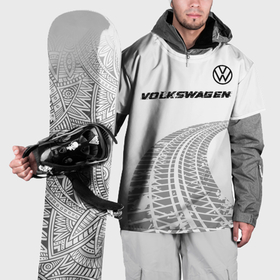 Накидка на куртку 3D с принтом Volkswagen speed на светлом фоне со следами шин: символ сверху в Петрозаводске, 100% полиэстер |  | Тематика изображения на принте: 