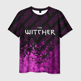 Мужская футболка 3D с принтом The Witcher pro gaming: символ сверху в Петрозаводске, 100% полиэфир | прямой крой, круглый вырез горловины, длина до линии бедер | 