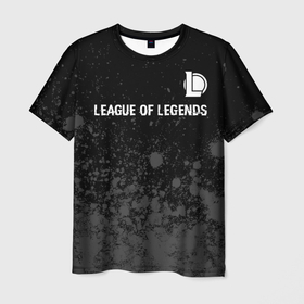 Мужская футболка 3D с принтом League of Legends glitch на темном фоне: символ сверху в Санкт-Петербурге, 100% полиэфир | прямой крой, круглый вырез горловины, длина до линии бедер | Тематика изображения на принте: 