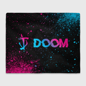 Плед 3D с принтом Doom   neon gradient: надпись и символ в Курске, 100% полиэстер | закругленные углы, все края обработаны. Ткань не мнется и не растягивается | 