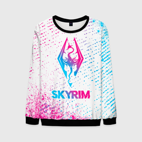 Мужской свитшот 3D с принтом Skyrim neon gradient style в Белгороде, 100% полиэстер с мягким внутренним слоем | круглый вырез горловины, мягкая резинка на манжетах и поясе, свободная посадка по фигуре | 