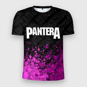 Мужская футболка 3D Slim с принтом Pantera rock legends: символ сверху в Екатеринбурге, 100% полиэстер с улучшенными характеристиками | приталенный силуэт, круглая горловина, широкие плечи, сужается к линии бедра | 