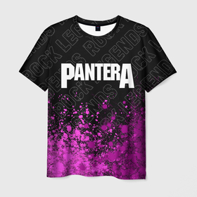 Мужская футболка 3D с принтом Pantera rock legends: символ сверху в Белгороде, 100% полиэфир | прямой крой, круглый вырез горловины, длина до линии бедер | 