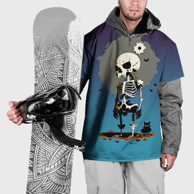 Накидка на куртку 3D с принтом Funny skeleton   neural network    halloween в Санкт-Петербурге, 100% полиэстер |  | 
