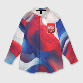 Мужская рубашка oversize 3D с принтом Красный герб  России в Петрозаводске,  |  | 