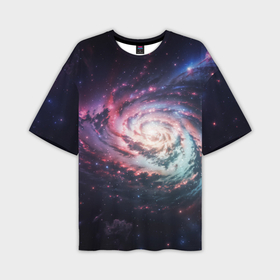 Мужская футболка oversize 3D с принтом Спиральная галактика в космосе в Санкт-Петербурге,  |  | 