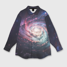 Мужская рубашка oversize 3D с принтом Спиральная галактика в космосе в Кировске,  |  | 