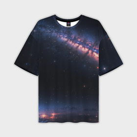 Мужская футболка oversize 3D с принтом Млечный путь в звездном небе в Санкт-Петербурге,  |  | Тематика изображения на принте: 