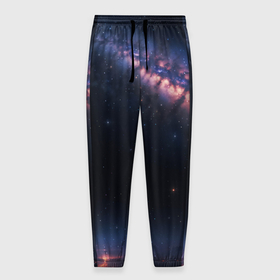 Мужские брюки 3D с принтом Млечный путь в звездном небе в Белгороде, 100% полиэстер | манжеты по низу, эластичный пояс регулируется шнурком, по бокам два кармана без застежек, внутренняя часть кармана из мелкой сетки | 