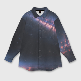 Мужская рубашка oversize 3D с принтом Млечный путь в звездном небе в Санкт-Петербурге,  |  | Тематика изображения на принте: 