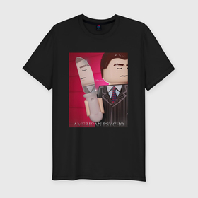 Мужская футболка хлопок Slim с принтом Лего американский психопат в Кировске, 92% хлопок, 8% лайкра | приталенный силуэт, круглый вырез ворота, длина до линии бедра, короткий рукав | Тематика изображения на принте: 