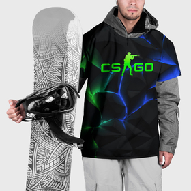 Накидка на куртку 3D с принтом CS GO green blue neon в Курске, 100% полиэстер |  | 