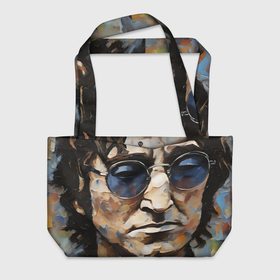 Пляжная сумка 3D с принтом Джон Леннон   портрет маслом   нейросеть в Санкт-Петербурге, 100% полиэстер | застегивается на металлическую кнопку; внутренний карман застегивается на молнию. Стенки укреплены специальным мягким материалом, чтобы защитить содержимое от несильных ударов
 | 