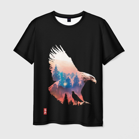 Мужская футболка 3D с принтом Небесный охотник , 100% полиэфир | прямой крой, круглый вырез горловины, длина до линии бедер | 