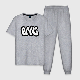 Мужская пижама хлопок с принтом NYC graffiti в Тюмени, 100% хлопок | брюки и футболка прямого кроя, без карманов, на брюках мягкая резинка на поясе и по низу штанин
 | 