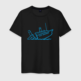 Мужская футболка хлопок с принтом Ship happens в Петрозаводске, 100% хлопок | прямой крой, круглый вырез горловины, длина до линии бедер, слегка спущенное плечо. | 