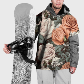 Накидка на куртку 3D с принтом Белые и красные розы в Тюмени, 100% полиэстер |  | Тематика изображения на принте: 