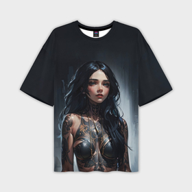 Мужская футболка oversize 3D с принтом Татуированная девушка в Курске,  |  | Тематика изображения на принте: 