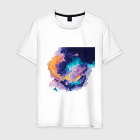 Мужская футболка хлопок с принтом Зарождение вселенной в космосе , 100% хлопок | прямой крой, круглый вырез горловины, длина до линии бедер, слегка спущенное плечо. | 