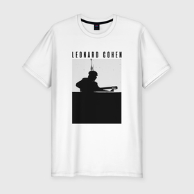 Мужская футболка хлопок Slim с принтом Tribute to Leonard Cohen в Курске, 92% хлопок, 8% лайкра | приталенный силуэт, круглый вырез ворота, длина до линии бедра, короткий рукав | 