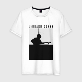 Мужская футболка хлопок с принтом Tribute to Leonard Cohen в Курске, 100% хлопок | прямой крой, круглый вырез горловины, длина до линии бедер, слегка спущенное плечо. | 