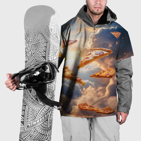 Накидка на куртку 3D с принтом Пицца парит в небе , 100% полиэстер |  | Тематика изображения на принте: 