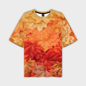 Мужская футболка oversize 3D с принтом Текстура упавших осенних листьев в Санкт-Петербурге,  |  | 