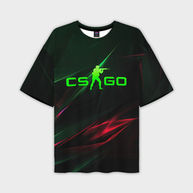 Мужская футболка oversize 3D с принтом CSGO green  logo в Тюмени,  |  | 