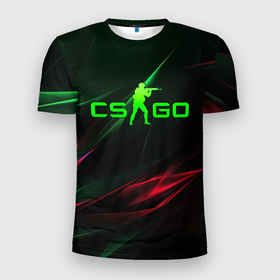 Мужская футболка 3D Slim с принтом CSGO green  logo в Тюмени, 100% полиэстер с улучшенными характеристиками | приталенный силуэт, круглая горловина, широкие плечи, сужается к линии бедра | Тематика изображения на принте: 