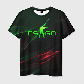 Мужская футболка 3D с принтом CSGO green  logo в Тюмени, 100% полиэфир | прямой крой, круглый вырез горловины, длина до линии бедер | 