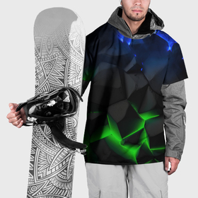 Накидка на куртку 3D с принтом Разлом синих и зеленых  плит в Курске, 100% полиэстер |  | 