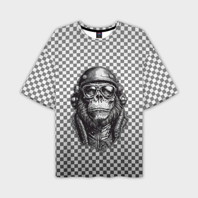 Мужская футболка oversize 3D с принтом Клетчатая обезьяна в Тюмени,  |  | 