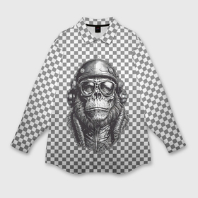 Мужская рубашка oversize 3D с принтом Клетчатая обезьяна в Санкт-Петербурге,  |  | 