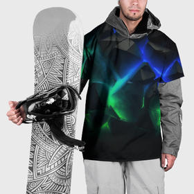 Накидка на куртку 3D с принтом Разлом синих  и зеленых плит в Белгороде, 100% полиэстер |  | Тематика изображения на принте: 