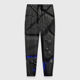 Мужские брюки 3D с принтом Черные объемные плиты в Санкт-Петербурге, 100% полиэстер | манжеты по низу, эластичный пояс регулируется шнурком, по бокам два кармана без застежек, внутренняя часть кармана из мелкой сетки | 
