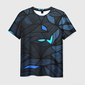 Мужская футболка 3D с принтом Темные объемные элементы , 100% полиэфир | прямой крой, круглый вырез горловины, длина до линии бедер | 