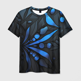 Мужская футболка 3D с принтом Black blue  elements , 100% полиэфир | прямой крой, круглый вырез горловины, длина до линии бедер | Тематика изображения на принте: 