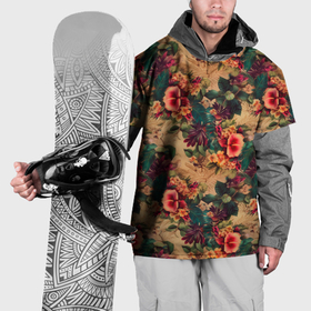 Накидка на куртку 3D с принтом Паттерн цветы  тропические в Кировске, 100% полиэстер |  | 