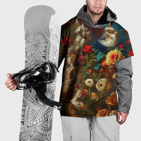 Накидка на куртку 3D с принтом Цветение цветы и девушки в Тюмени, 100% полиэстер |  | 