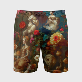 Мужские шорты спортивные с принтом Цветение цветы и девушки в Тюмени,  |  | 