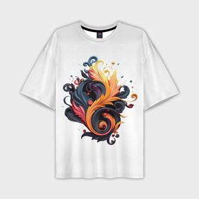 Мужская футболка oversize 3D с принтом пламя феникса в Курске,  |  | 