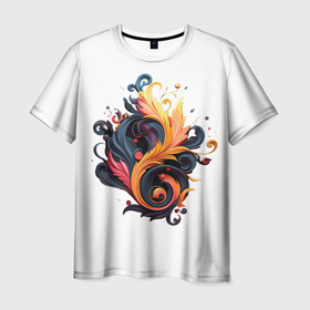 Мужская футболка 3D с принтом пламя феникса , 100% полиэфир | прямой крой, круглый вырез горловины, длина до линии бедер | 
