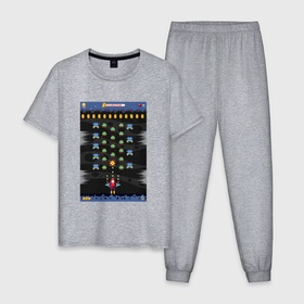 Мужская пижама хлопок с принтом Old game Space Invaders в Курске, 100% хлопок | брюки и футболка прямого кроя, без карманов, на брюках мягкая резинка на поясе и по низу штанин
 | Тематика изображения на принте: 