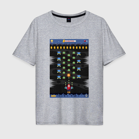 Мужская футболка хлопок Oversize с принтом Old game Space Invaders в Тюмени, 100% хлопок | свободный крой, круглый ворот, “спинка” длиннее передней части | 