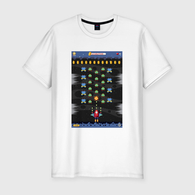 Мужская футболка хлопок Slim с принтом Old game Space Invaders , 92% хлопок, 8% лайкра | приталенный силуэт, круглый вырез ворота, длина до линии бедра, короткий рукав | 