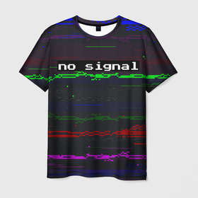 Мужская футболка 3D с принтом Нет сигнала в помехах в Санкт-Петербурге, 100% полиэфир | прямой крой, круглый вырез горловины, длина до линии бедер | Тематика изображения на принте: 