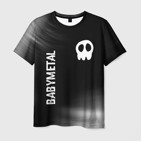 Мужская футболка 3D с принтом Babymetal glitch на темном фоне: надпись, символ в Тюмени, 100% полиэфир | прямой крой, круглый вырез горловины, длина до линии бедер | Тематика изображения на принте: 